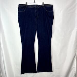 ModCloth Plus Sized Womans Dark Washed Braided Heritage Flared Jeans Size 22W